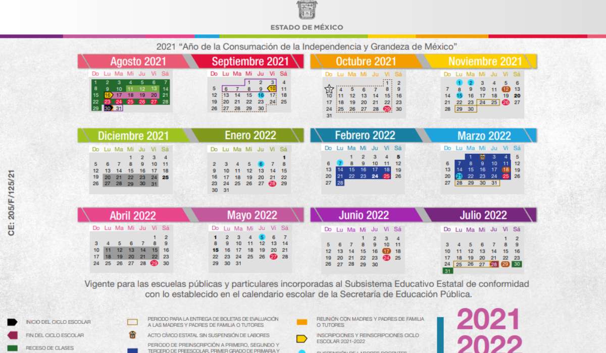 Calendario SEP 2021-2022 EdoMéx disponible en PDF para descargar