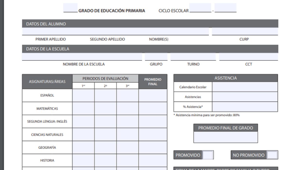 Fecha de entrega de la primera boleta de calificaciones del ciclo escolar 2021-2022
