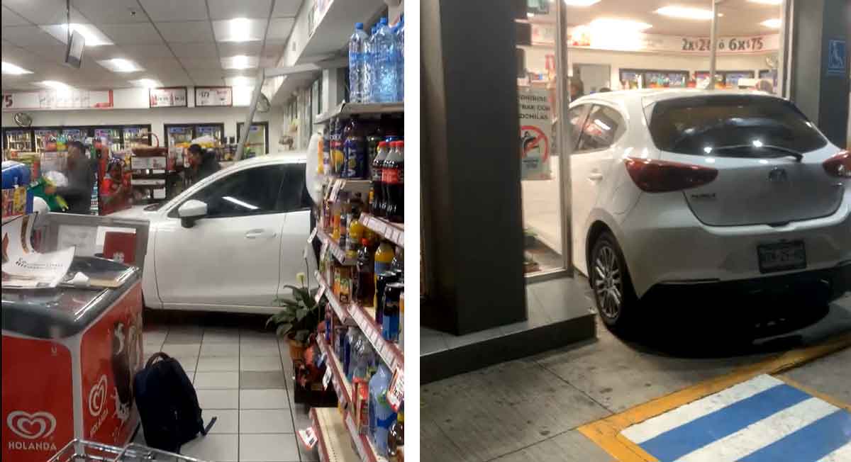 Automovilista se mete hasta adentro de un OXXO en Toluca