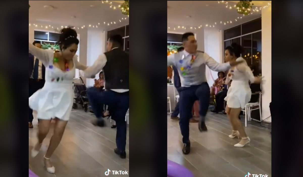 Recién casados mostraron sus mejores pasos con la "cumbia del tilí­n"