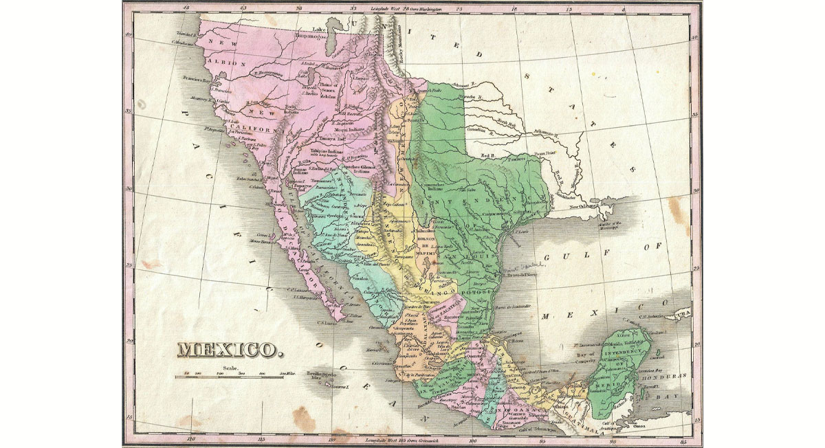 Así­ eran los estados en el México de 1827 según mapa antiguo