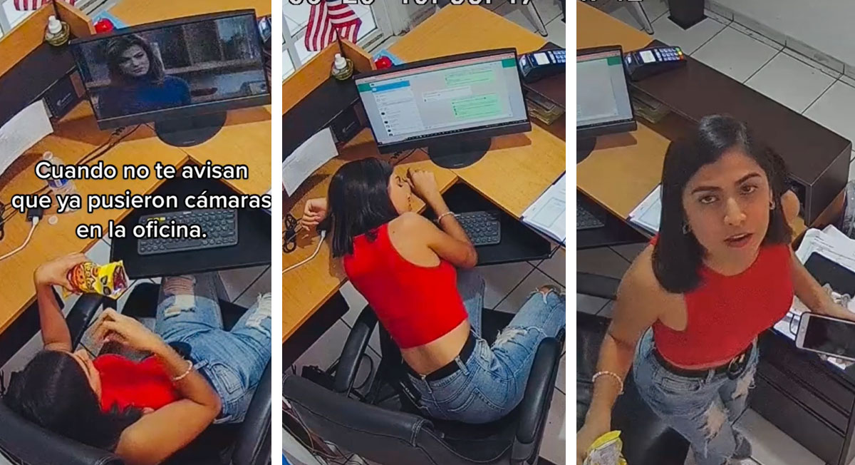 Empleada duerme, canta y ve novelas en la chamba, al final se entera que ya hay cámaras