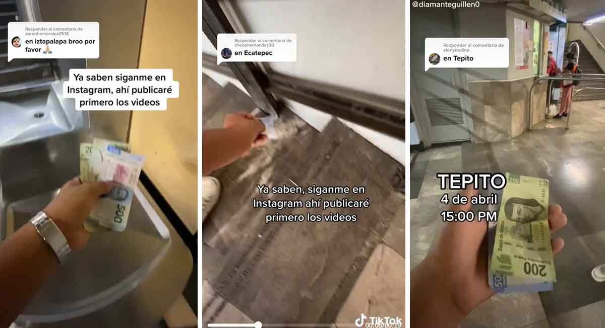 Tiktoker regala dinero en lugares secretos del metro CDMX y se vuelve viral