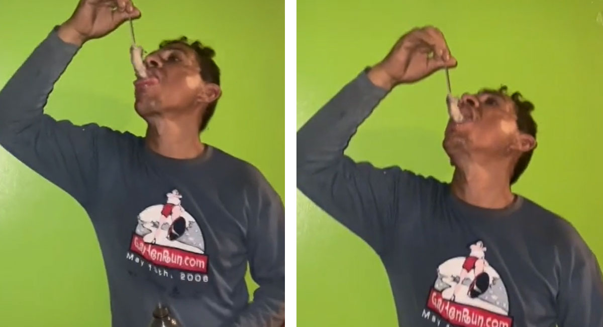 ¡Con todo y cola! Señor se come peludo ratoncito y termina mal