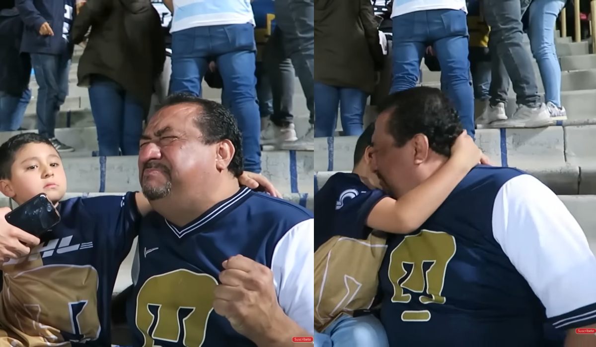 Aficionado de Pumas, llora con su abuelo por la derrota ante América y se hace viral