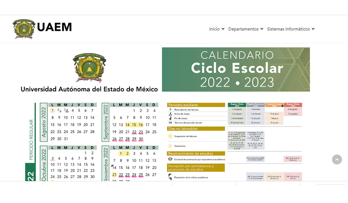 ¡Ya no busques más!, Calendario UAEMéx 2022-2023, descárgalo aquí­
