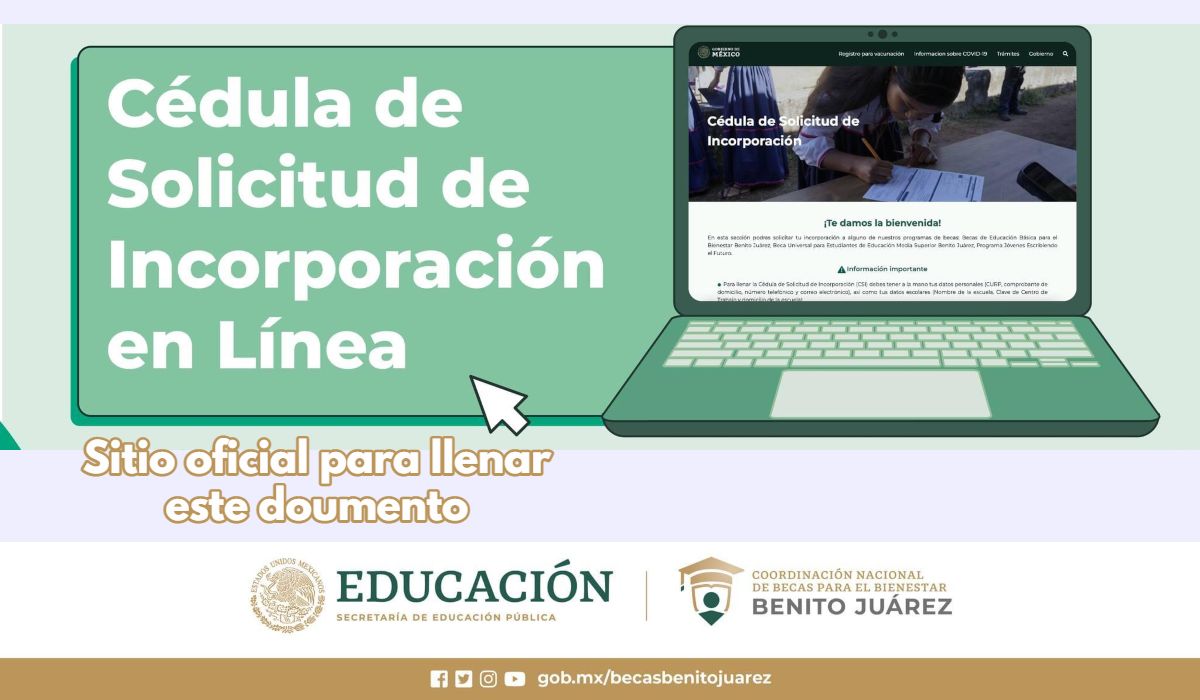 Página para llenar la cédula de inscripción y solicitar los $1,680 de la Beca Benito Juárez