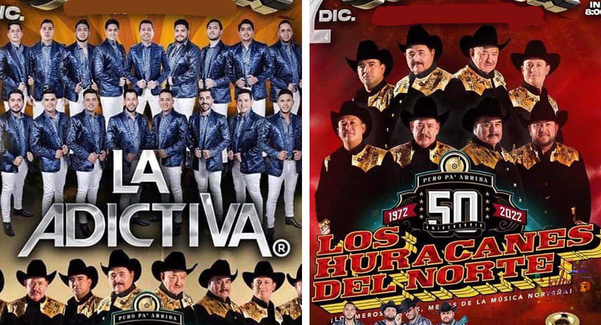 Huracanes del Norte y La Adictiva juntos, cerca de Toluca y Metepec en diciembree