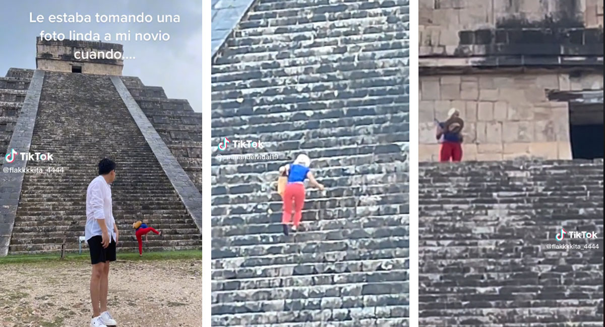 Video viral – Lady Chichenitza: Mujer sube a la gran pirámide y así­ la bajarone