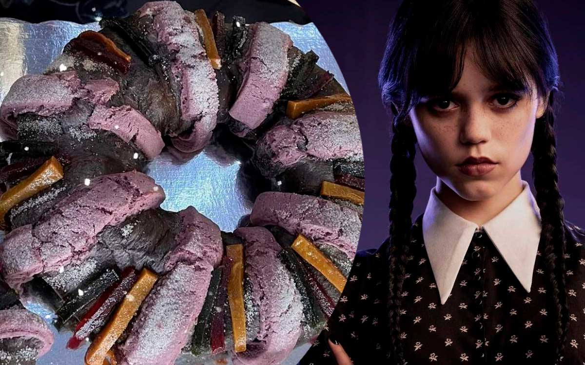 ¡Sé logró! Crean Rosca de Reyes Darks de Merlina Adams en CDMX