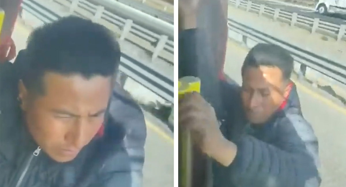 ¡La rata voladora! Ladrón intenta robar a trailero y se lo lleva colgando