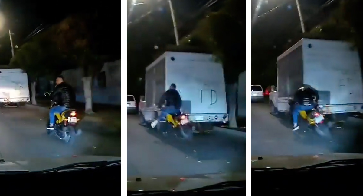 ¡Siga reclamando joven! Motociclista se estampa con camión estacionado