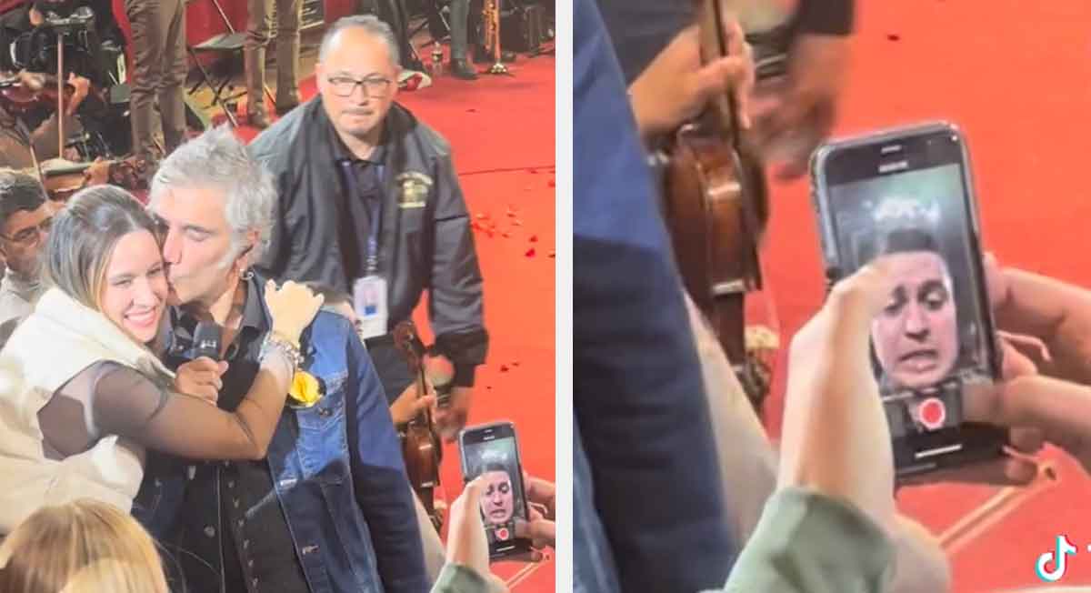 Alejandro Fernández besa a fan y novio toma foto con cámara frontal